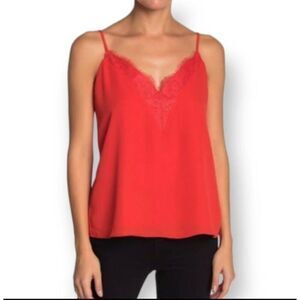 SOCIALITE RED V-NECK ADJUSTABLE STRAPS LACE CAMISOLE SLEEVELESS TOP SZ.XS/S EUC.